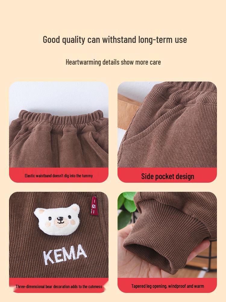 Kids' Thick Cotton Pants - Warm, Fashionable Winter Wear for Boys & Girls