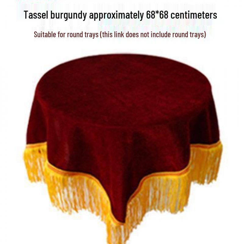 Dark Red Velvet Ceremony Tray - Small, Square, Thickened with Gold Trim for Awarding & Ribbon Cutting