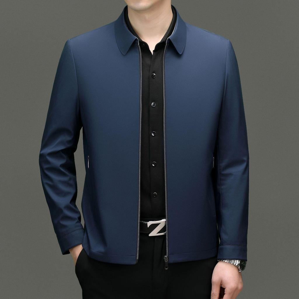 2025 High-End Men's Business Casual Non-Iron Jacket for Spring/Autumn - Middle-Aged Dad Style
