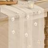 3D Flower Pearl Table Runner Semi-Transparent Multi-color Tulle Table Runner Vintage Romantic Wedding Table Runner