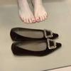 Retro Evening Wind Square Buckle Rhinestone Single Shoes Shallow Mouth Shoes French Shoes Autumn 2025 New One-pedal Temperament Women's Shoes