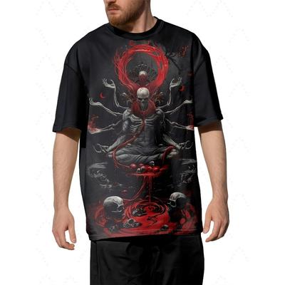 Zomer Mode Gotische Schedel Vleugel Grafisch Mannen Streetwear Ronde Hals T-shirt Buiten Casual Grote Maten T-shirts Top Dameskleding