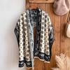 Fashion Winter Warm Cashmere Shawl Scarf For Women Flower Print Pashmina Thick Scarves Wrap Femal Poncho Echarpe Bandana