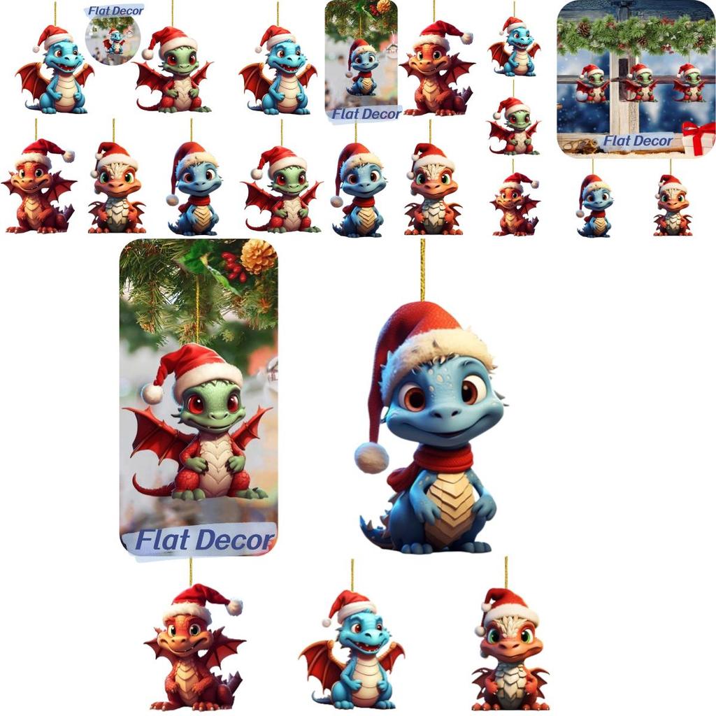 Festlicher Weihnachtsdrache Autoanhänger Acrylmaterial Cartoon-Stil Mehrfarbig Automobil-Innendekor