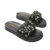 Thick-bottomed rhinestone slippers women's wear 2025 new Internet celebrity fashion versatile large size 41-43 medium heel cool slippers women