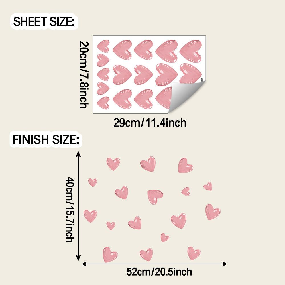 

Colored Pink Small Heart-shaped DIY Personalized Wall Stickers for Bedroom and Living Room Decoration and Beautification.