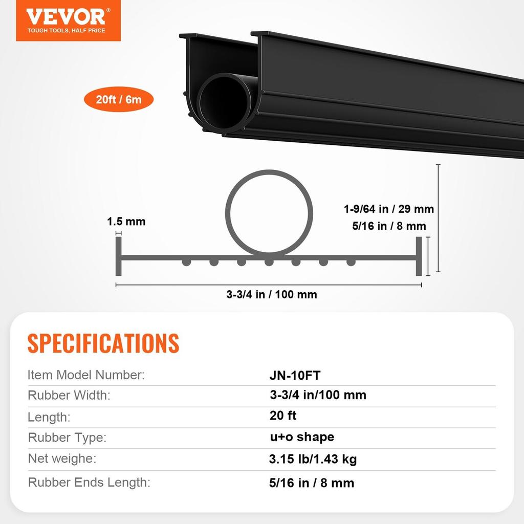 Garage Door Threshold and Bottom Seals Kit, 20 FT U Shape+O Ring Universal Garage Door Bottom Seal Weatherstrip PVC, Combine with Weatherproof Garage