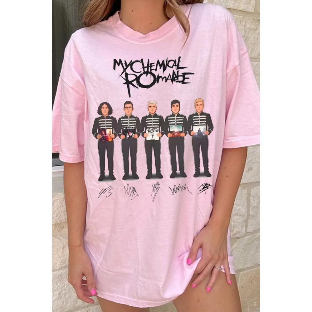 2026 Summer Hot Sale My Chemical Romance Cartoon Members Graphic T-Shirt Y2K Men Women Gothic Print Crew Neck Lightweight Casual T Shirt