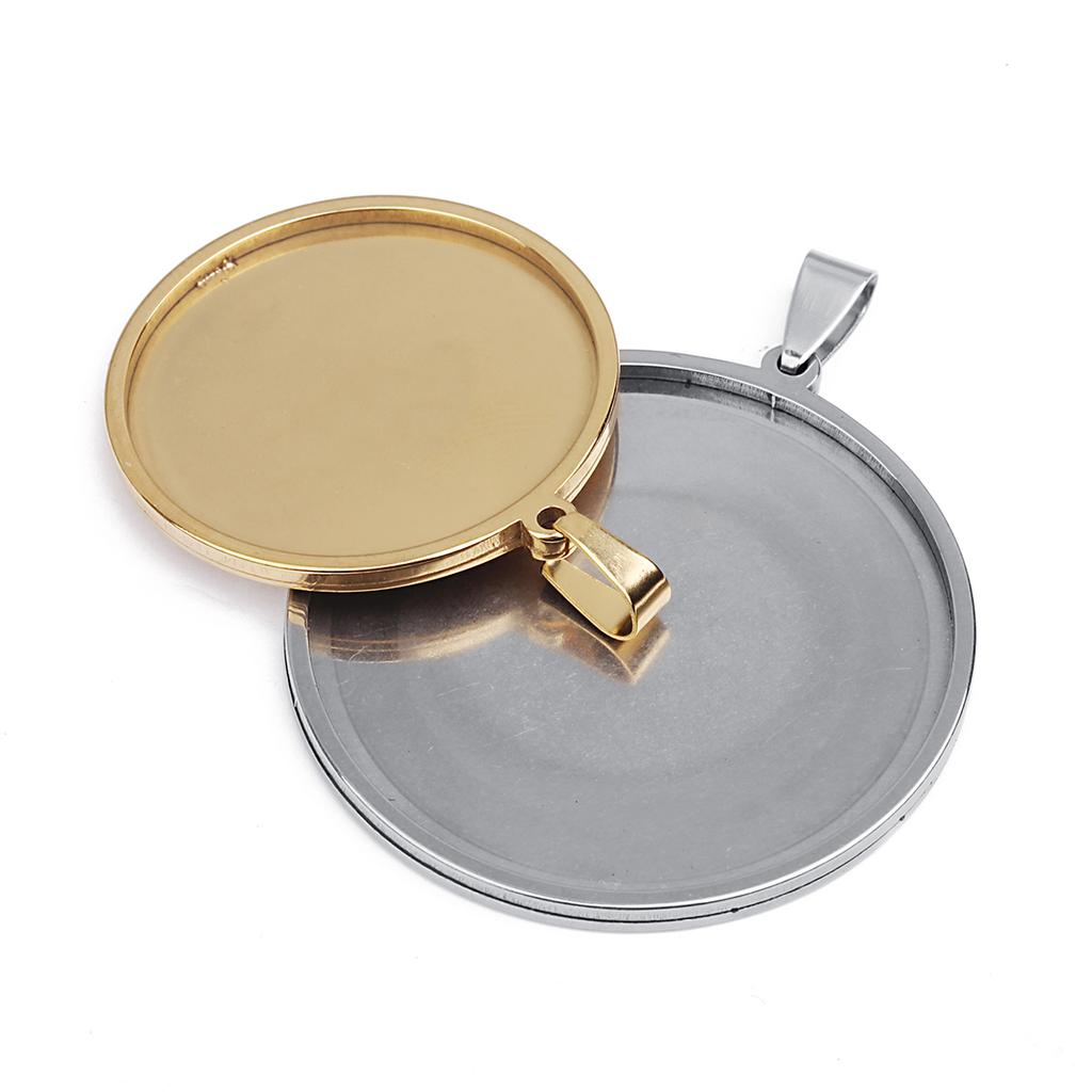 5pcs/lot Fit 20/35/40mm Stainless Steel Pendant Cabochon Cameo Base Tray Bezel Blank For Demo Cabochons Jewelry Making Supplies