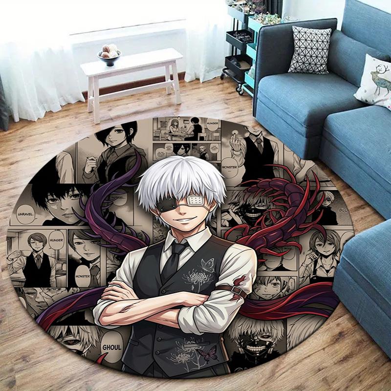 Tokyo Ghoul Okrągły Dywanik Dywan do Salonu Sypialni Sofy Pokoju Zabaw Dekoracja Antypoślizgowa Mata Podłogowa