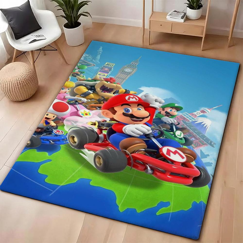 Mario Kart World Tour Theme Rug Allseason Carpet For Living Room Bedroom Office Home Decor Great Holiday Gift