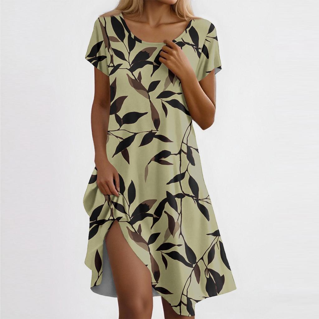 Women's Casual Short Sleeved Dress With Floral Print And Pocket Design And Pocket Design