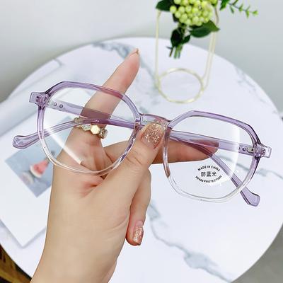 New Trend TR Anti-blue Flat Mirror Fashion Students Myopia Glasses Female Polygon Online Celebrity with Men's Glasses.