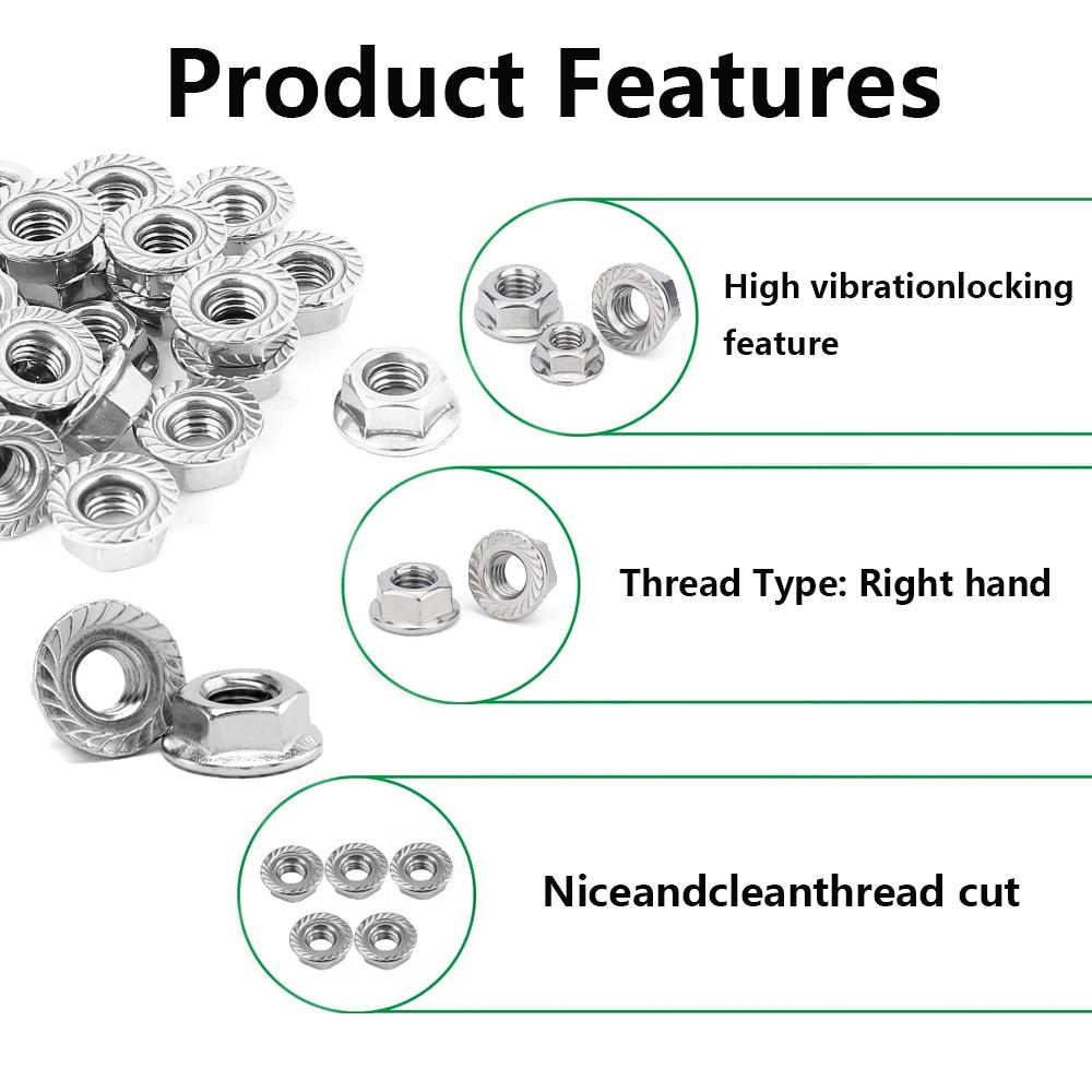 5/10/25/50/100pcs Hex Flange Nuts M3 M4 M5 M6 M8 M10 Black and White Zinc Plated Carbon Steel Metric Hex Nuts
