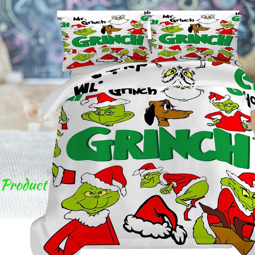 Duvet Cover Printed With Christmas Decoration Super Soft Brushed Microfiber Double Bed Comfortable Set With Zipper Closure And 2 Pillowcases
