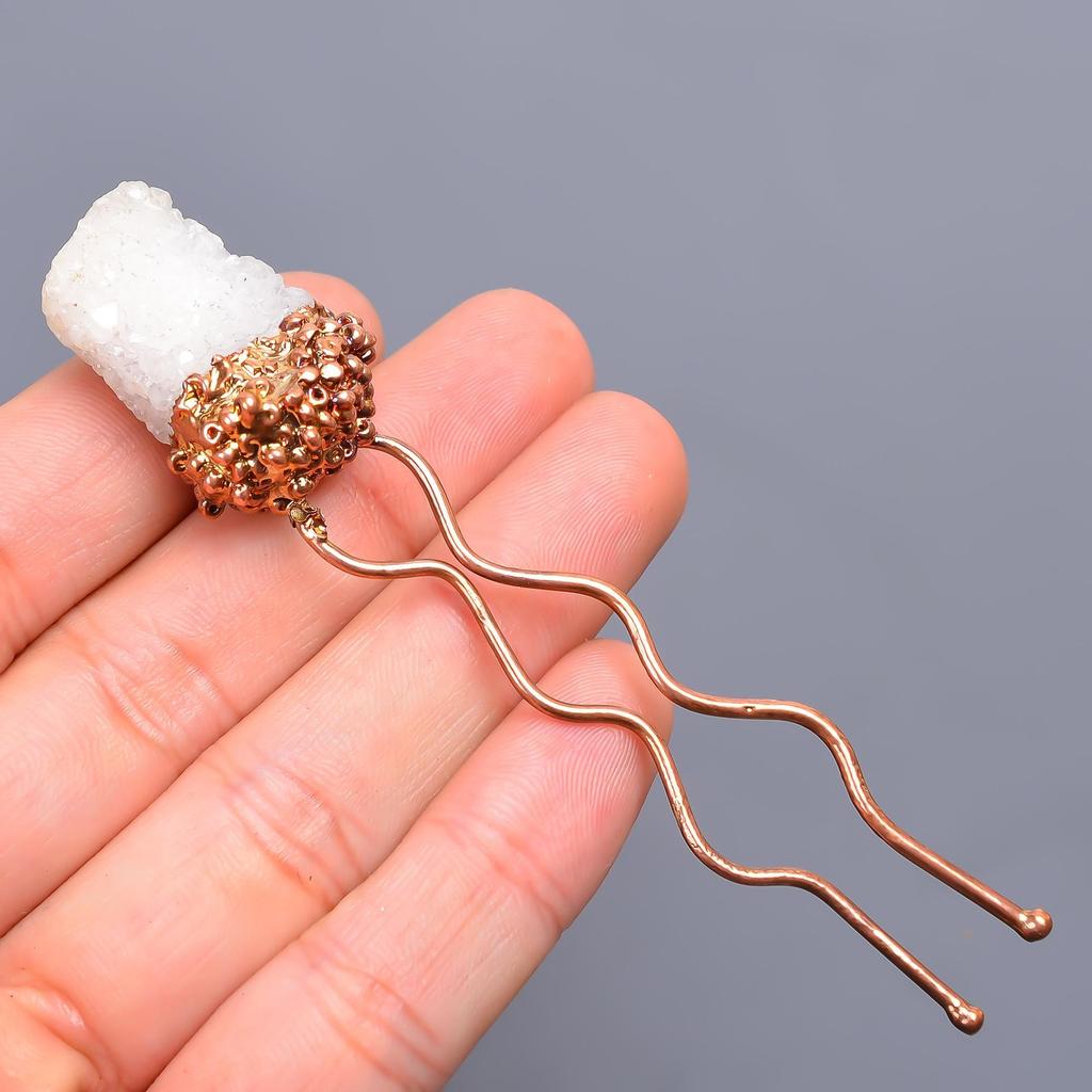 Natural Crystal Rough Gold Filled Hairpin Jewelry Bun Stick 3.7" /Electroplated Gold Filled Hair Pin Black Friday Gift For Mother