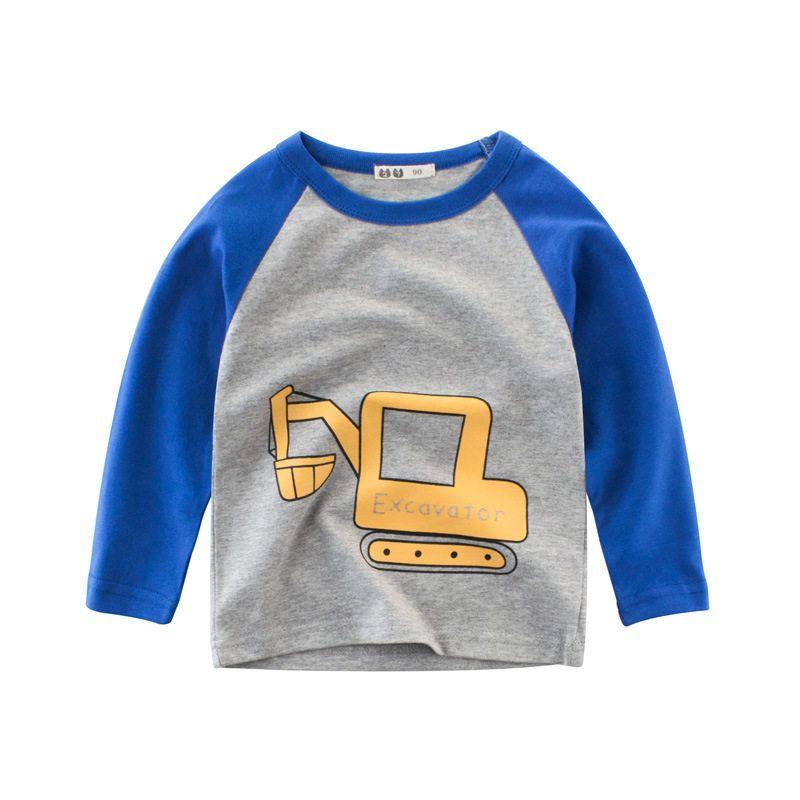 27Kids Excavator Korean-Style Long-Sleeved Boy's T-shirt