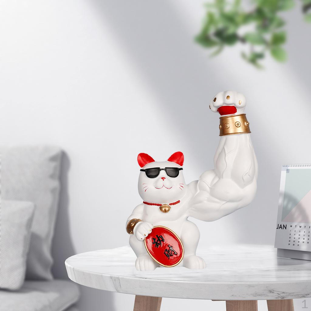 Prunkstück Reichtum Wohlstand Skulptur Winke-Katze Figur Große Arm-Dekoration für Aufbewahrungsbox Theke
