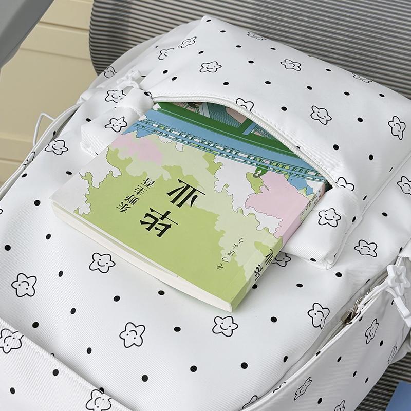 Student's Large Capacity Schoolbag Women's Little Star Print Backpack