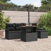 6-piece Garden Sofa Set with Black Poly Rattan Cushions 3358060