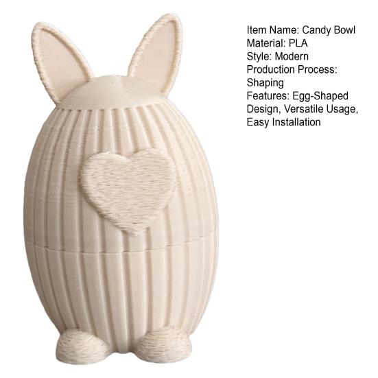 Bol à bonbons Imprimé en 3D Forme d'œuf Décoration de Pâques Sécurisé pour les enfants Surface lisse Ornement de festival Chasses au trésor de vacances Cadeau de fête