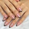 24 Nail Art Advanced Sense Black Edge French Light Luxury Glitter Craft Short Oval Wearing Nail