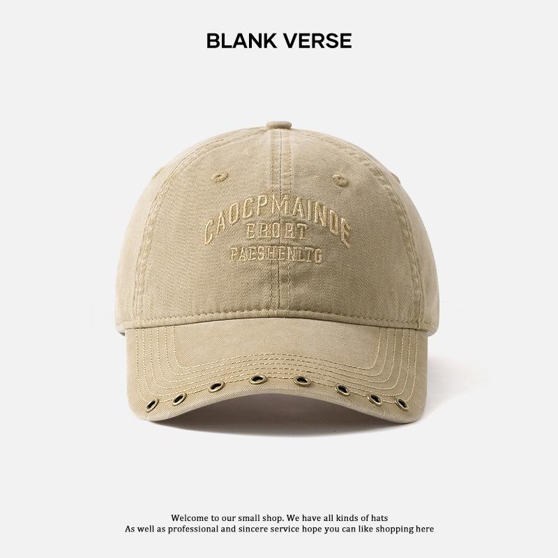 

Retro niche design letter embroidery baseball cap women s big head circumference rivets wide brim showing face small peaked cap men хаки