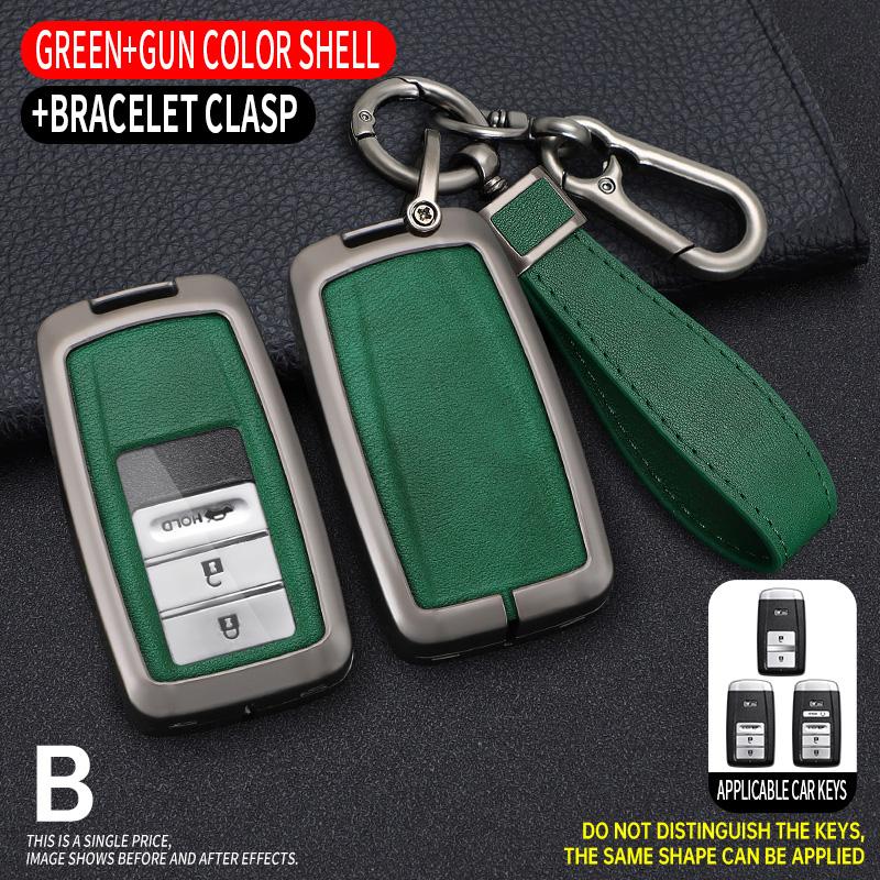 Zinc Alloy +Leather Car Key Case Cover Shell Fob For Honda Acura RLX MDX CDX TLX-L NSX RDX Holder Auto Car Keychain Accessories