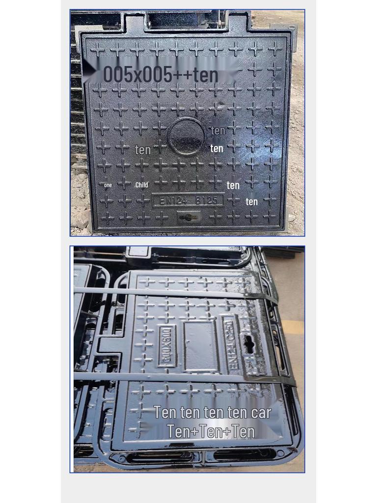 Heavy-Duty Ductile Iron Rectangular Manhole Cover for Rainwater and Sewage.