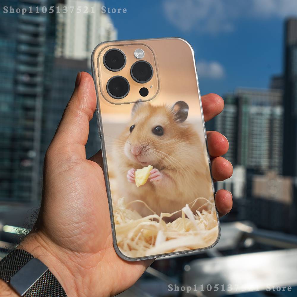 

Cute Animal Hamster Phone Case For iPhone 17,16,15,14,13,12,11 Pro,Max,Plus,X,XS,XR,SE4,E Mini Transparent Soft Cover iPhone17