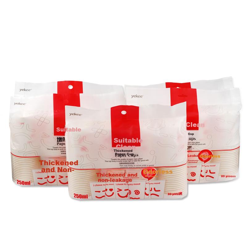 Yekee Disposable Paper Cups, Thickened Leak-Proof Water Cups, Coffee Mugs (230g Paper), 400 Pieces, 250ml, JD-7109