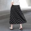 Women's Elegant Linen Polka Dot A-line Midi Skirt