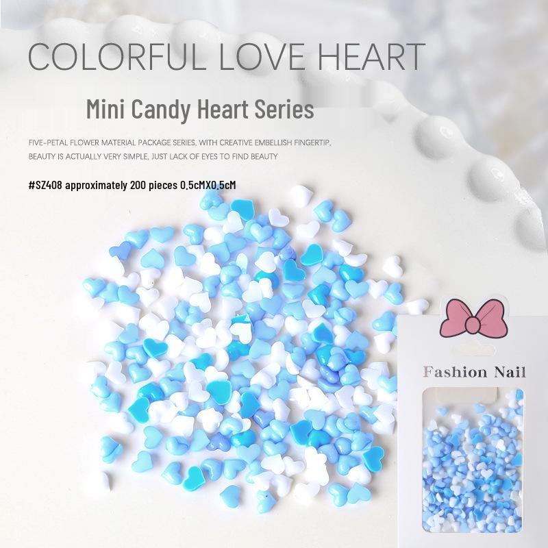 Nail Art Resin Heart Charms: 3D Candy Color Flat Bottom Set (200 pcs)