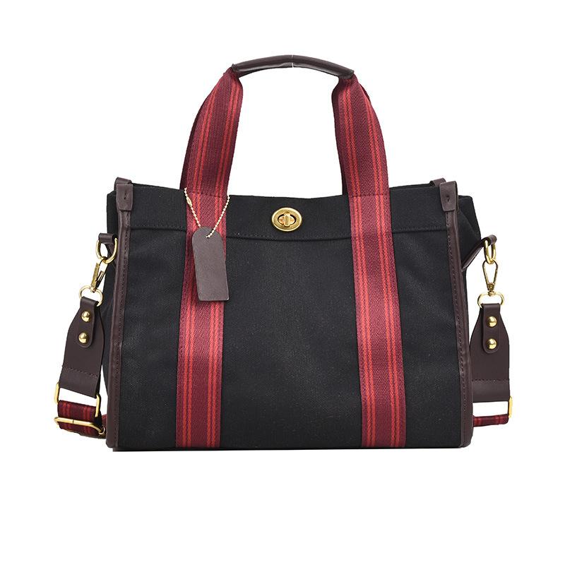 Large-capacity simple tote bag spring and summer new high-end texture contrasting color portable shoulder bag