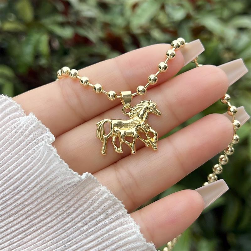 18K Gold Plated Horse Element Series Multi Style Zircon Madonna Love Cross Necklace Classic Simplicity