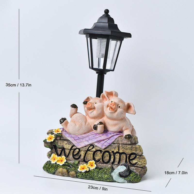 Garten Solar Leuchtlicht Welpen Ornamente Gartendekoration Skulptur Harz Handwerk Geschenk