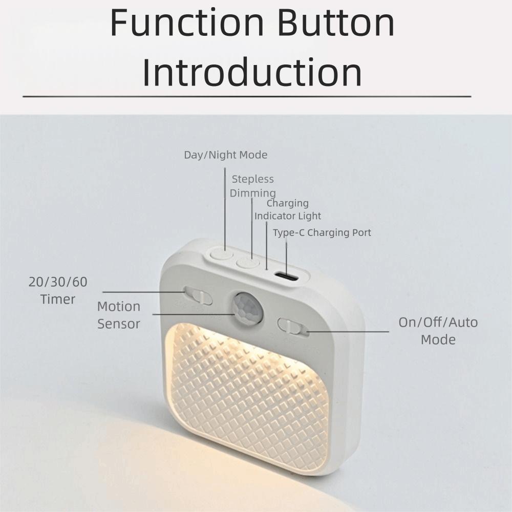 White Color Motion Sensor Light Square Shape Rechargeable Light Magnetic Light  Stairs