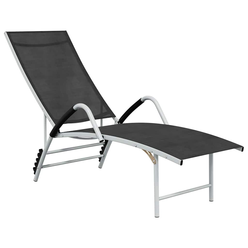VidaXL Sonnenliege Textilene und Aluminium Schwarz