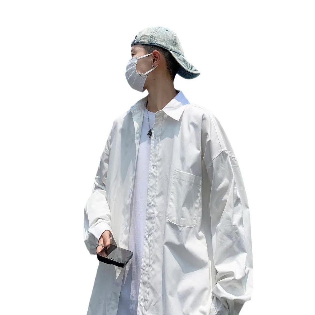 Trendig japansk vår lös passform unisex långärmad skjorta