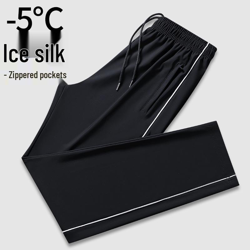 Navy Blue Ultra-Thin School Uniform Pants with Two White Stripes for Students