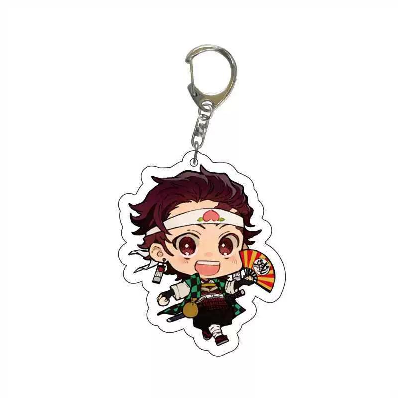 Keychain Pendant Anime Demon Slayer Kimetsu No Yaiba Kamado Tanjirou Double Sided HD Bag Pendant Gift For Fans Cosplay Props Jewelry Gift