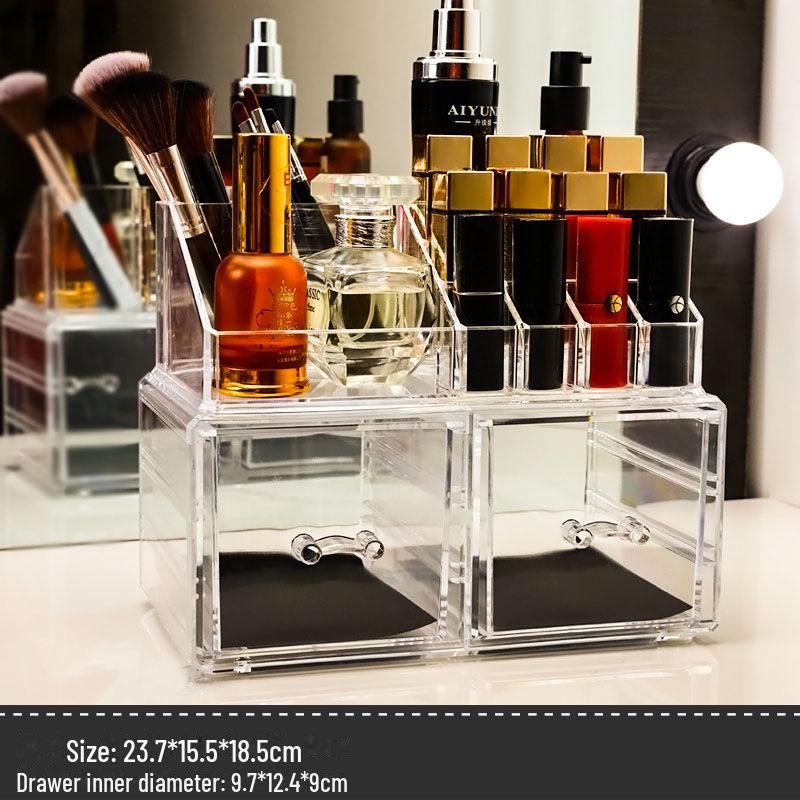 Multifunktionales Transparentes Kristall-Displayständer-Set zur Aufbewahrung von Lippenstift, Puder, Air Cushion und Schmuck