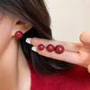 925 Sterling Silver Ankola Red Bead & Pearl Earrings: Elegant, Simple, Light Luxury for Women