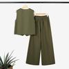 ZANZEA Seturi de vară din două piese pentru femei: Vestă fără mâneci cu imprimeu floral și pantaloni