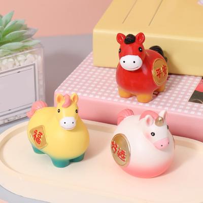 Cartoon Horse Figurine Bring Good Luck Wealth Mini Horse Statue Toy New Year Spring Horse Fidget