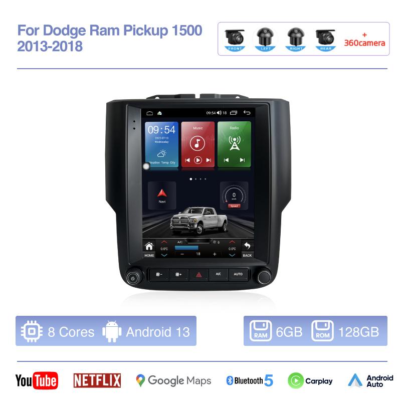 10.4 "Car Multimedia Video Player For Dodge Ram Pickup 1500 2013-2018 GPS Navigation Radio Stereo Android13 Auto Carplay 4G WiFi