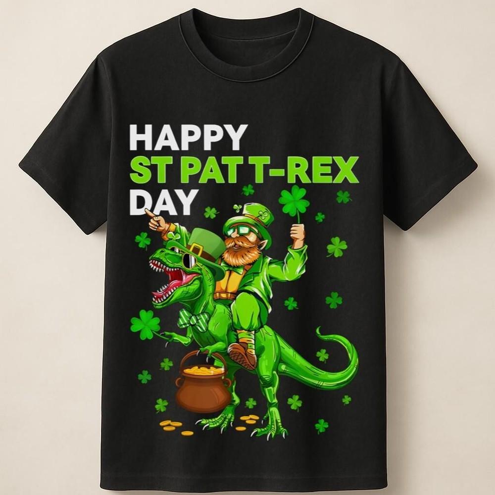 Happy St Patt-Rex Day Funny St Patrick s Dino Unisex T-Shirt Unisex T-Shirt L