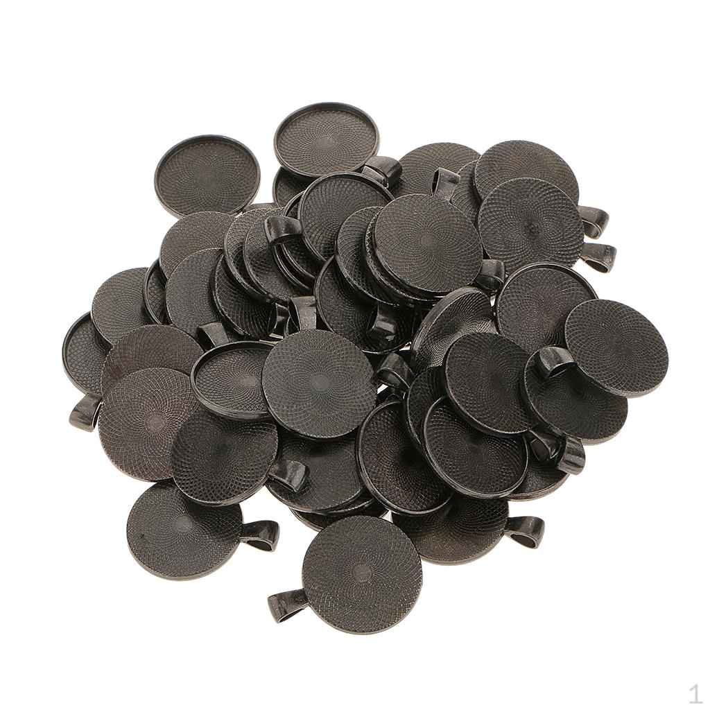 50 Pack round Blank Bezel Tray Base Charms Perndant 5mm Dome Cabochon