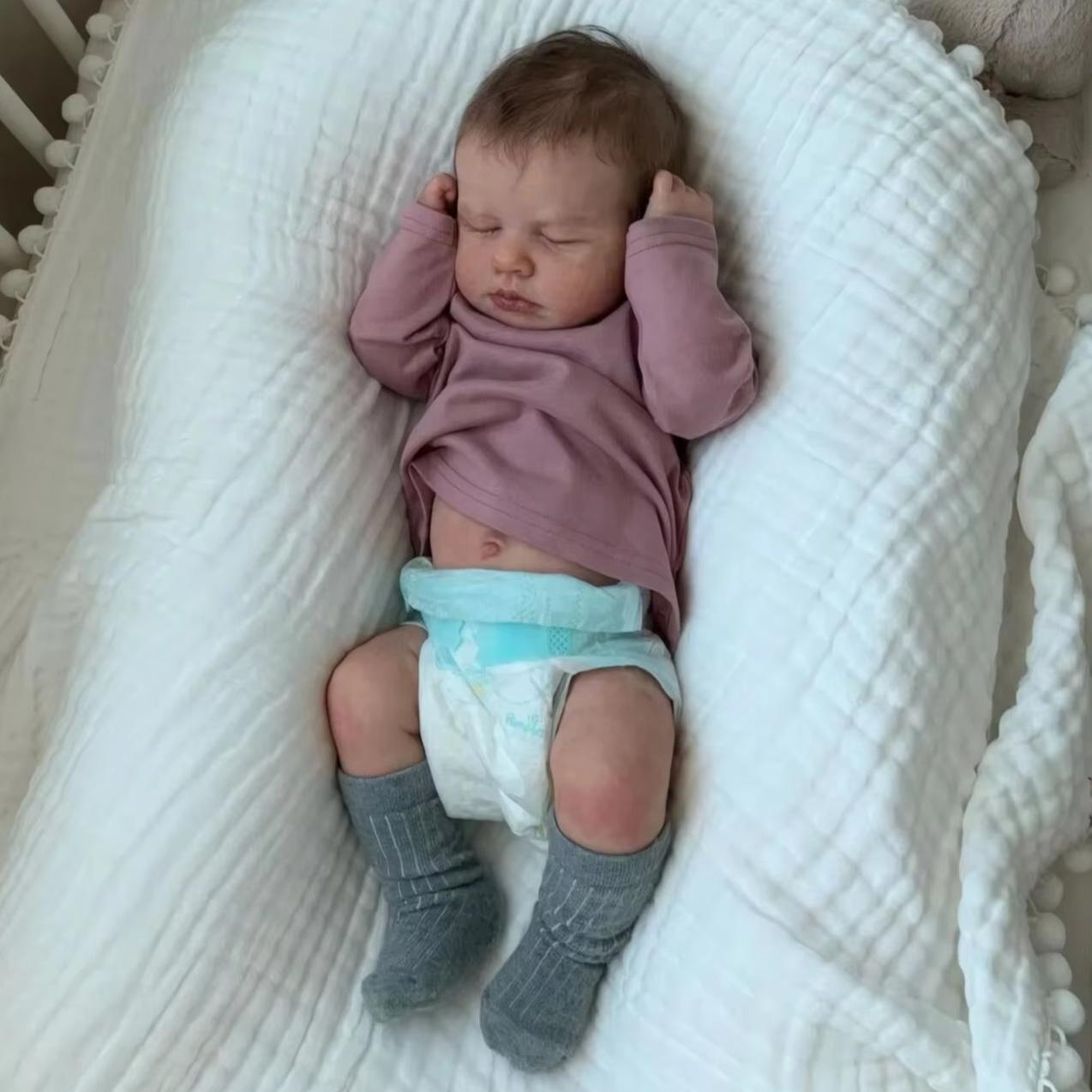 

BZDOLL 48см 19дюймовая Кукла Реборн ЛуЛу для Девочки с Полным Мягким Виниловым Телом, 3D-раскраска с Видимыми Венами, Игрушка, Как Настоящая Спящая Кукла, Подарок на День Рождения soft Vinyl Body Doll