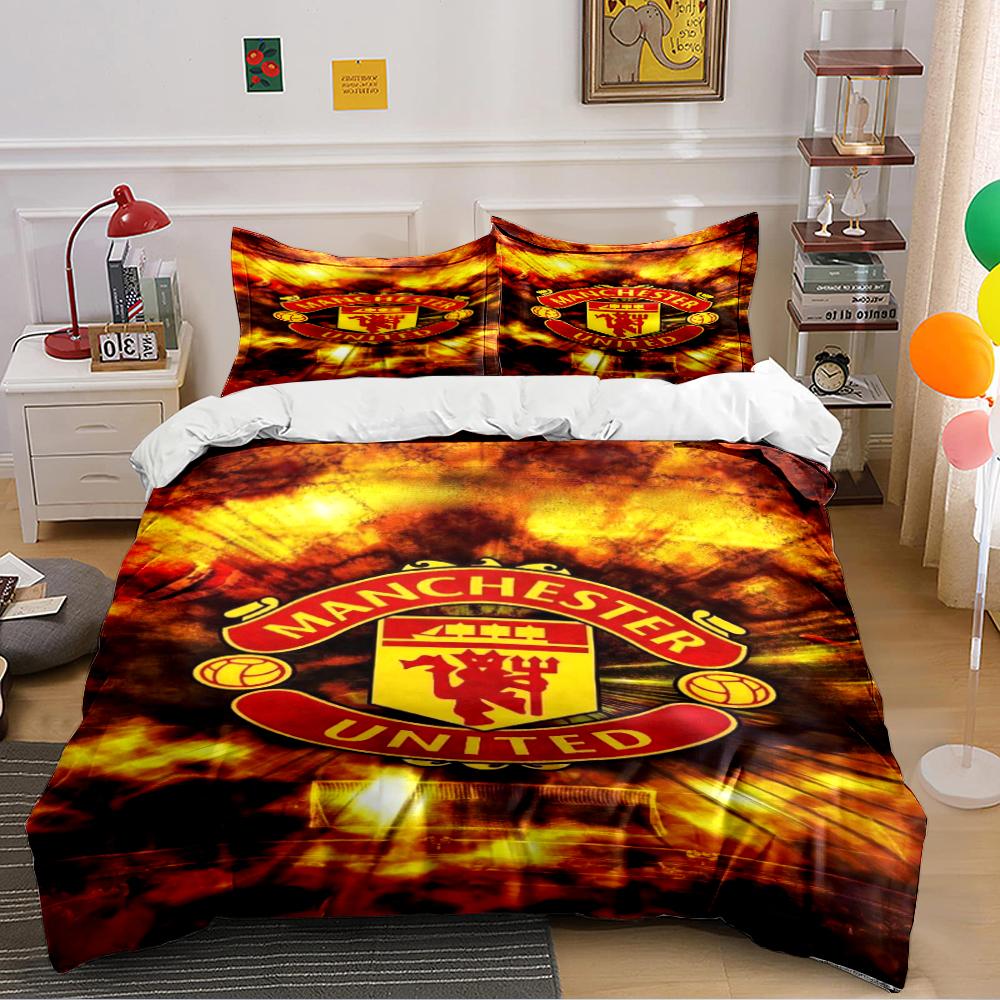 Σετ Κλινοσκεπασμάτων Manchester United Κλινοσκεπάσματα Σετ Καλύμματος Παπλώματος Κάλυμμα Παπλώματος Μαξιλαροθήκες Διακόσμηση Σπιτιού (1 * Κάλυμμα Παπλώματος 2 * Μαξιλαροθήκες, χωρίς εσωτερικό παπλώματος)